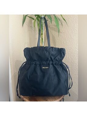 PRADA BLACK TESSUTO JACQUARD TOTE